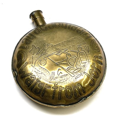 Lot 155 - An Anglo Dutch brass flask, early 19th century,...