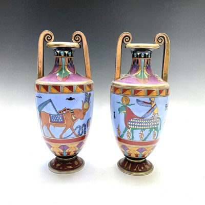 Lot 822 - A pair of Continental porcelain Art Deco vases,...