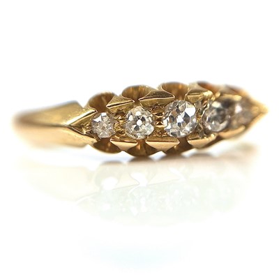 Lot 239 - A Victorian 18ct diamond set five stone ring,...