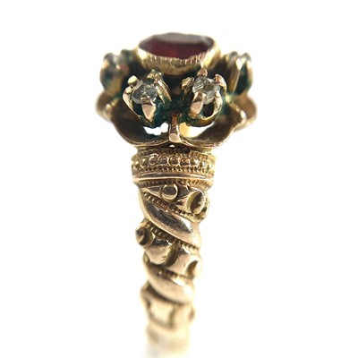 Lot 18 - A Victorian gold, diamond and ruby set cluster...