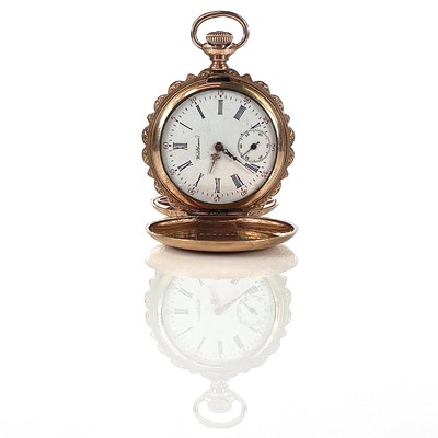 Lot 437 - A Waltham 14K gold plated fob pocket watch,...