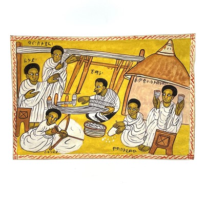 Lot 128 - An Ethiopian Coptic painting on vellum, 26cm x...