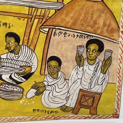 Lot 128 - An Ethiopian Coptic painting on vellum, 26cm x...