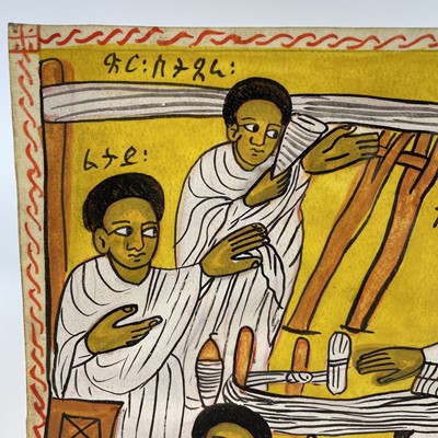 Lot 128 - An Ethiopian Coptic painting on vellum, 26cm x...