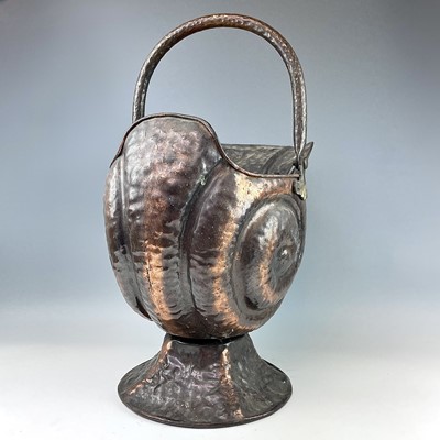 Lot 173 - A 19th century copper shell shaped coal bucket,...