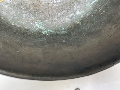 Lot 187 - An 18th century bronze skillet, height of pan...