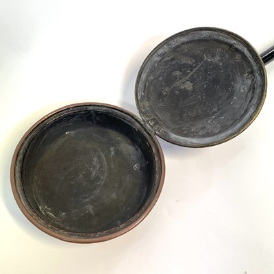 Lot 189 - A 19th century brass and copper warming pan,...