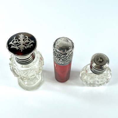 Lot 254 - A Victorian silver hinge lidded cranberry...