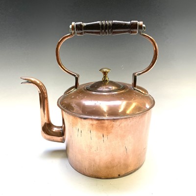 Lot 225 - A 19th century copper kettle, with turned wood...