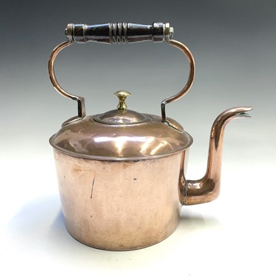 Lot 225 - A 19th century copper kettle, with turned wood...
