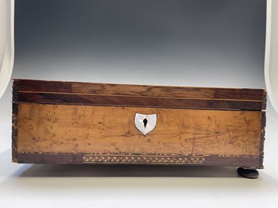 Lot 232 - A 19th century rosewood and maple work box,...