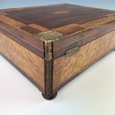 Lot 232 - A 19th century rosewood and maple work box,...