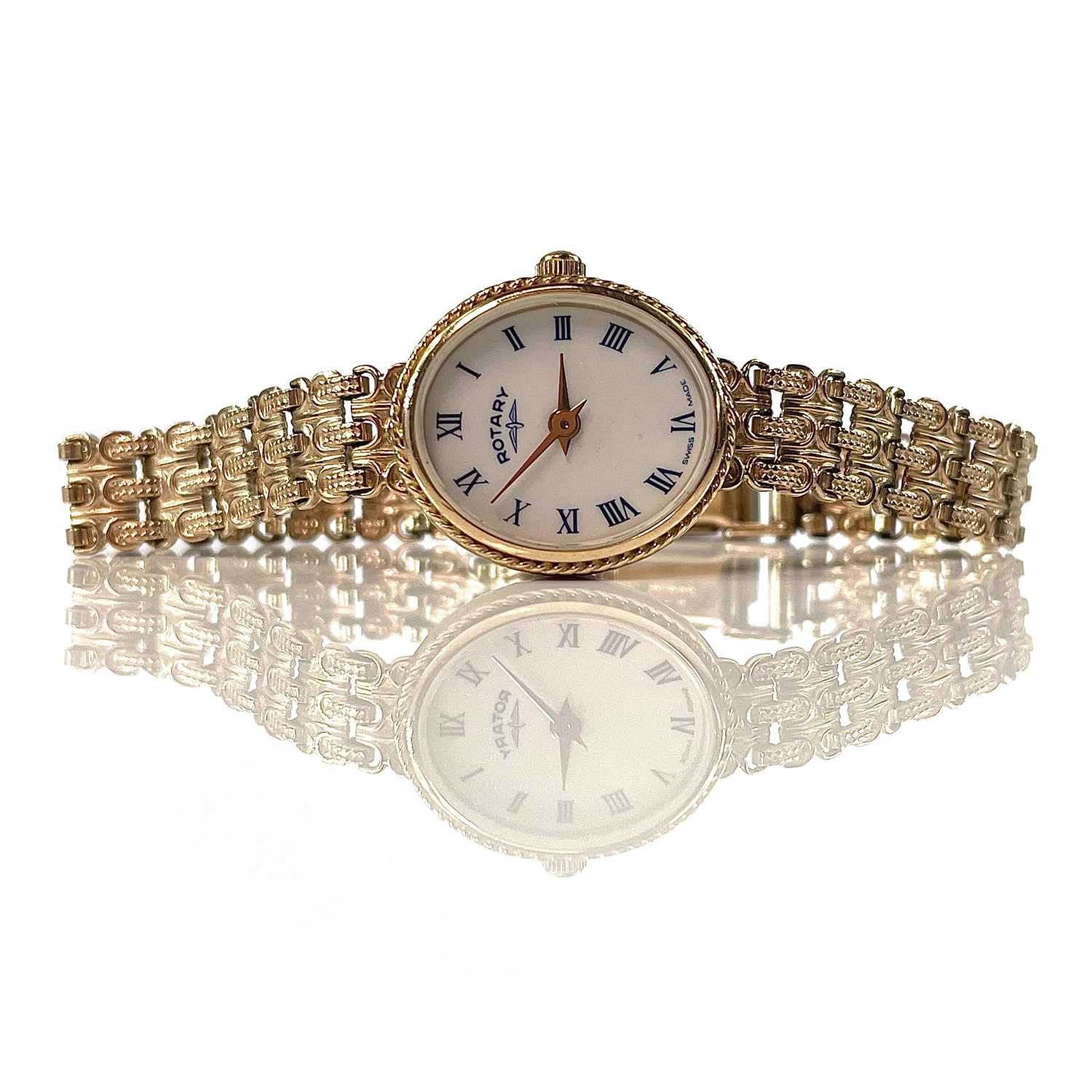 Lot 407 - A Rotary 9ct ladies quartz bracelet wristwatch...