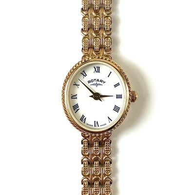 Lot 407 - A Rotary 9ct ladies quartz bracelet wristwatch...