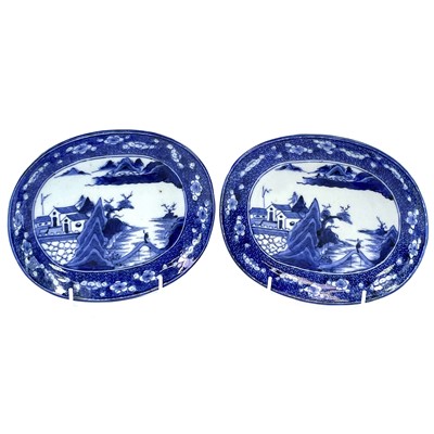 Lot 220 - A pair of Chinese porcelain oval dishes, 19th...
