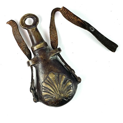 Lot 251 - A 19th century cast brass gunpowder flask,...