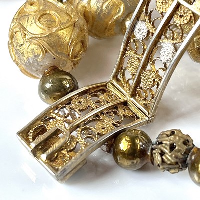 Lot 253 - An .800 silver gilt filigree bracelet set with...