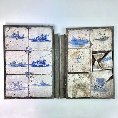 Lot 255 - Twelve Delft blue and white pottery tiles,...