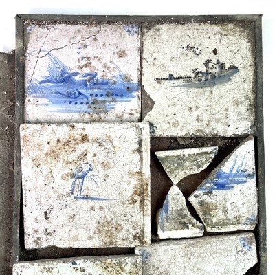 Lot 255 - Twelve Delft blue and white pottery tiles,...