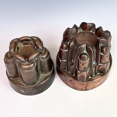 Lot 260 - Two Victorian copper jelly moulds, heights...