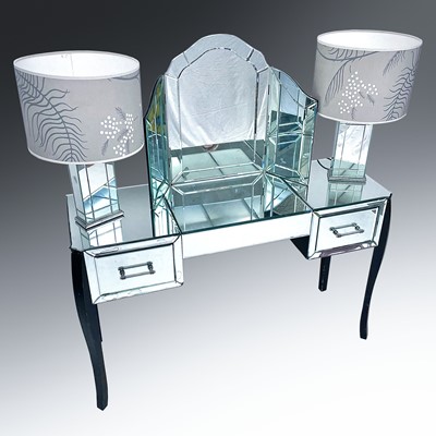 Lot 3046 - A Laura Ashley mirroroed glass dressing table,...