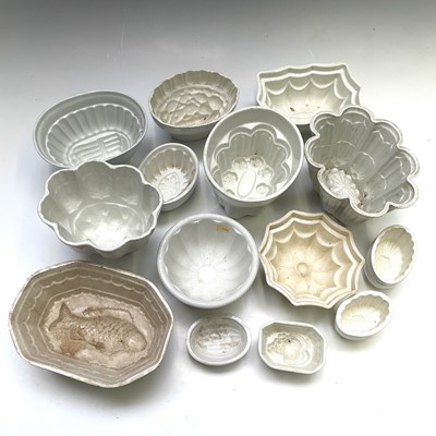 Lot 265 - Fourteen pottery jelly moulds, including one...