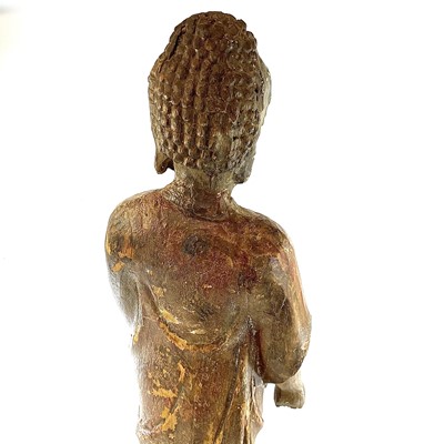 Lot 29 - A Chinese carved and painted wood figure of a...