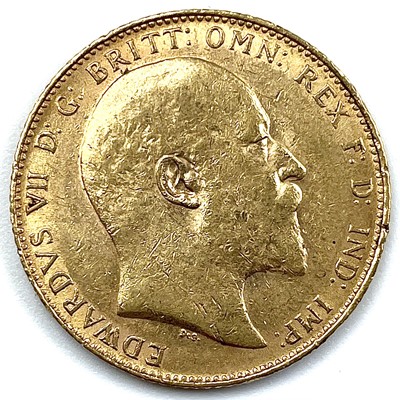 Lot 187 - Edward VII 1910 full gold sovereign coin.