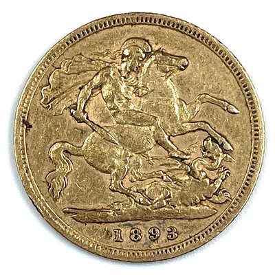 Lot 139 - A Victoria 1893 half sovereign gold coin.