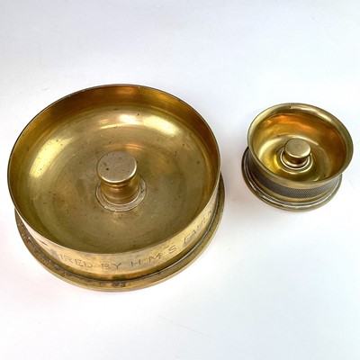 Lot 61 - D Day trench art, A brass shell case pipe...