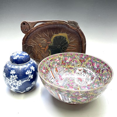 Lot 965 - A Chinese polychrome Canton style bowl, modern,...