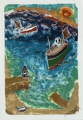 Lot 102 - Ian DUNLOP (1945) Return to Harbour Oil on...