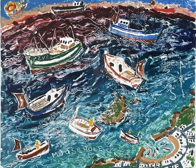 Lot 315 - Ian DUNLOP (1945) Mousehole and Sea Oil on...