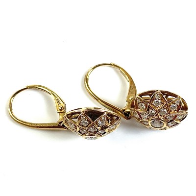 Lot 318 - A pair 18ct gold and diamond set earrings...