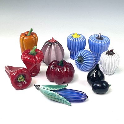 Lot 827 - A collection of ten Murano blown glass gourds...