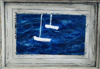 Lot 87 - Jeremy LE GRICE (1936-2012) 'Two Boats' Oil on...