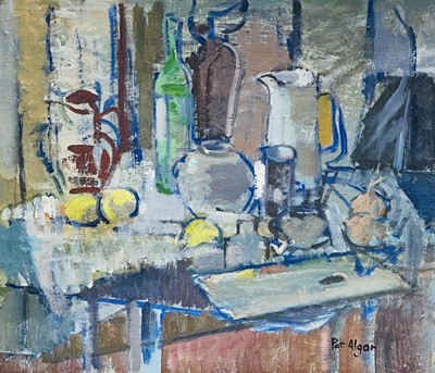 Lot 336 - 1: Pat ALGAR (1939-2013) 'Blue Still Life' Oil...