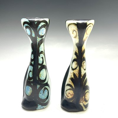 Lot 985 - Two Celtic Newlyn pottery figures of stylised...