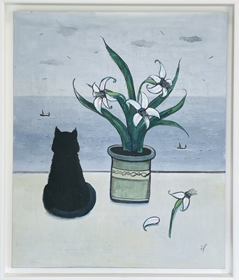 Lot 133 - Joan GILLCHREST (1918-2008) Black cat with...