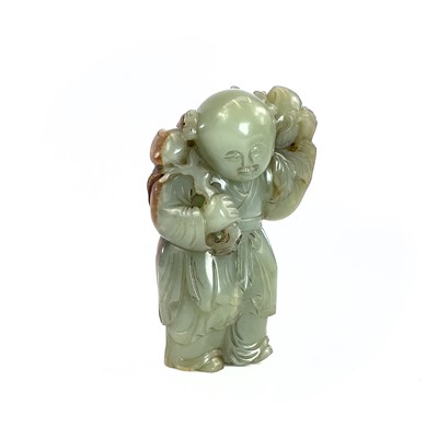 Lot 282 - A Chinese carved jade figure of a boy, height...