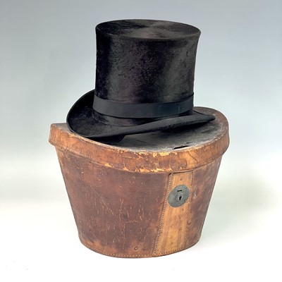 Lot 2804 - A Victorian top hat, labelled for D.Parsley,...