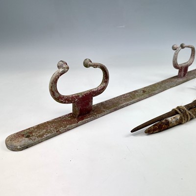 Lot 104 - A wrought iron garden string line and winder,...