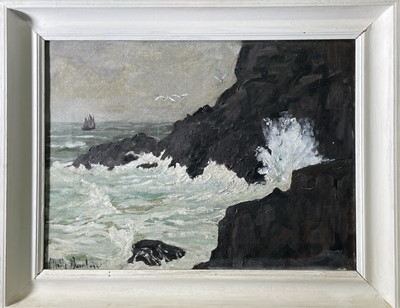 Lot 45 - John Noble BARLOW (1861-1917) 'Coast' Oil on...