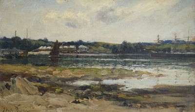 Lot 479 - John Noble BARLOW (1861-1917) 'Estuary' Oil on...