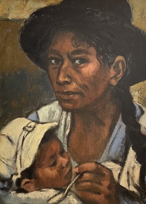 Lot 372 - Joan RILEY (1920) Motherhood Oil on canvas 54...