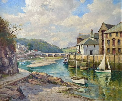 Lot 302 - Frank George TROTT (1884-1957) Low Tide, Looe,...