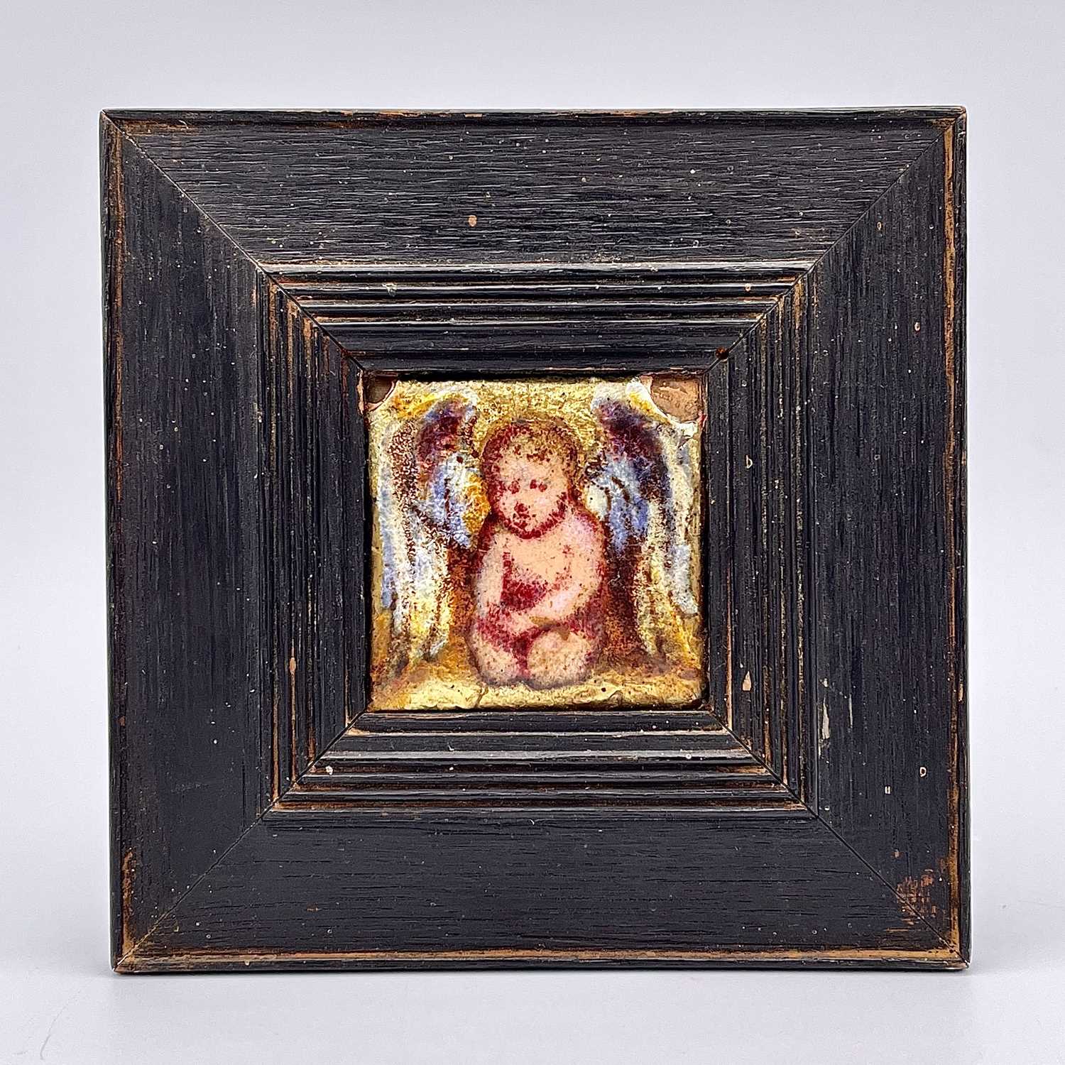 Lot 290 - A miniature enamel copper panel, painted as a...