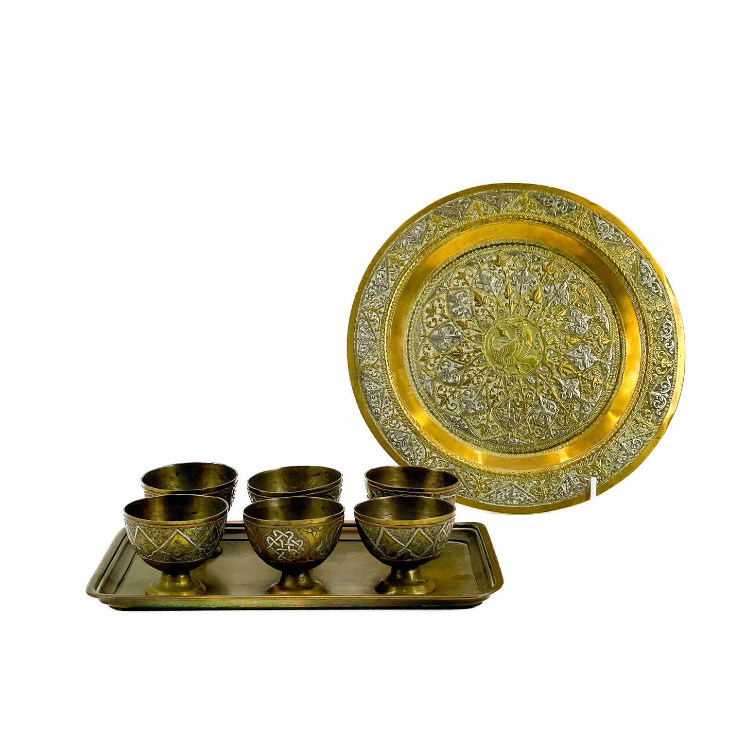 Lot 102 - A set of six Ottoman brass zarf cups.
