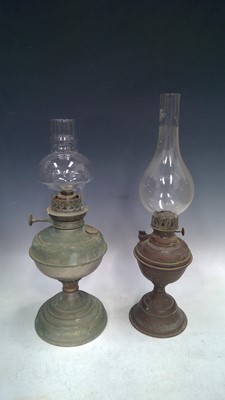 Lot 19 - Two Brass Oil Lamps, One has a Globe the other...