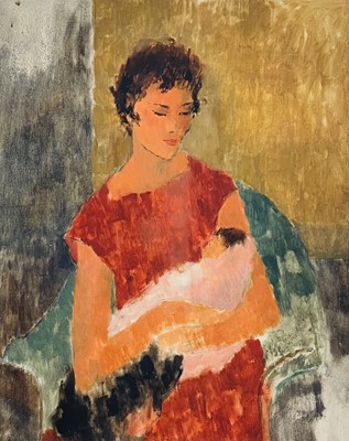 Lot 233 - Rosina ROGERS (1918-2011) Lady with a Baby Oil...